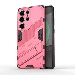 For Samsung Galaxy S25 Ultra 5G Punk Armor 2 in 1 PC + TPU Shockproof Phone Case with Invisible Holder(Light Red)