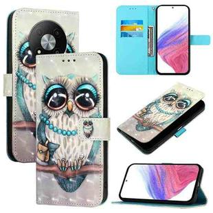 For ZTE Blade A73 5G 3D Painting Horizontal Flip Leather Phone Case(Grey Owl)