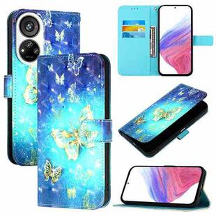 For ZTE Blade V40s 3D Painting Horizontal Flip Leather Phone Case(Golden Butterfly)