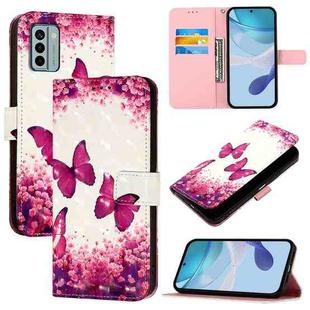 For Nokia G22 3D Painting Horizontal Flip Leather Phone Case(Rose Butterfly)