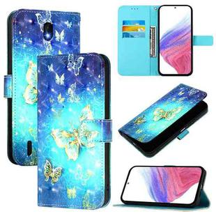 For Nokia C01 Plus / C1 2nd Edition 3D Painting Horizontal Flip Leather Phone Case(Golden Butterfly)