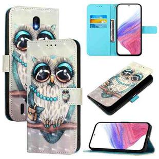 For Nokia C01 Plus / C1 2nd Edition 3D Painting Horizontal Flip Leather Phone Case(Grey Owl)