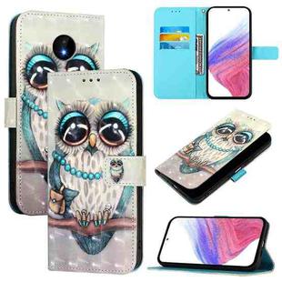 For Nokia C10 / C20 3D Painting Horizontal Flip Leather Phone Case(Grey Owl)