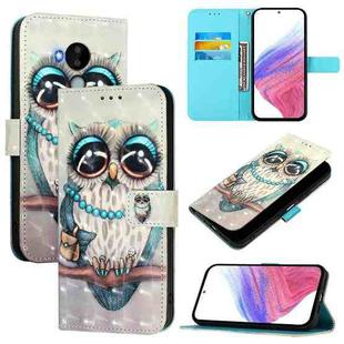 For Nokia C30 3D Painting Horizontal Flip Leather Phone Case(Grey Owl)