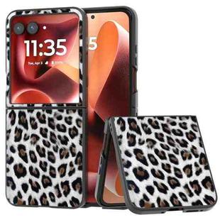 For Motorola Razr 60 Ultra Black Edge Leopard Phone Case(Silver Leopard)