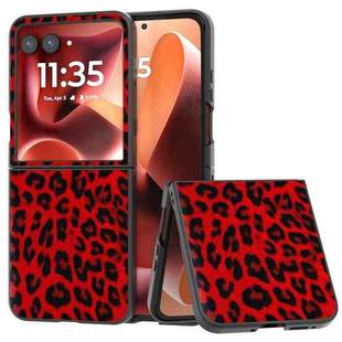 For Motorola Razr 60 Ultra Black Edge Leopard Phone Case(Red Leopard)