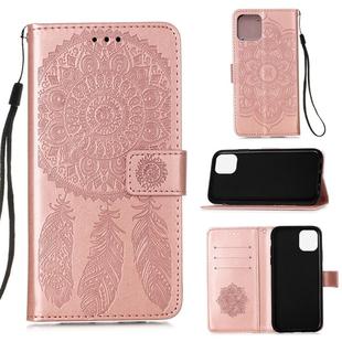 For iPhone 12 mini Dream Catcher Printing Horizontal Flip Leather Case with Holder & Card Slots & Wallet & Lanyard(Rose Gold)