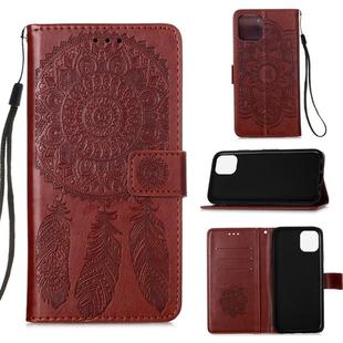For iPhone 12 mini Dream Catcher Printing Horizontal Flip Leather Case with Holder & Card Slots & Wallet & Lanyard(Brown)
