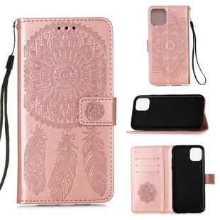 For iPhone 12 / 12 Pro Dream Catcher Printing Horizontal Flip Leather Case with Holder & Card Slots & Wallet & Lanyard(Rose Gold)