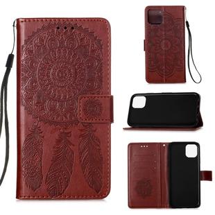 For iPhone 12 / 12 Pro Dream Catcher Printing Horizontal Flip Leather Case with Holder & Card Slots & Wallet & Lanyard(Brown)