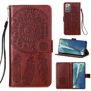For Samsung Galaxy Note20 Dream Catcher Printing Horizontal Flip Leather Case with Holder & Card Slots & Wallet & Lanyard(Brown)