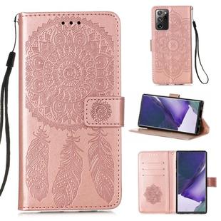For Samsung Galaxy Note20 Ultra Dream Catcher Printing Horizontal Flip Leather Case with Holder & Card Slots & Wallet & Lanyard(Rose Gold)