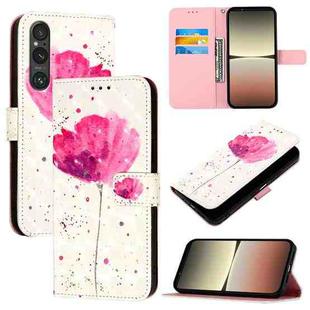 For Sony Xperia 1 V 3D Painting Horizontal Flip Leather Phone Case(Flower)