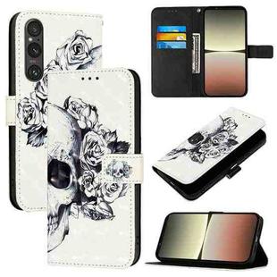 For Sony Xperia 1 V 3D Painting Horizontal Flip Leather Phone Case(Skull)