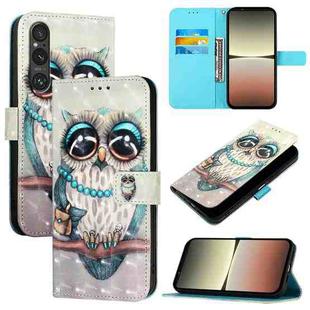 For Sony Xperia 1 V 3D Painting Horizontal Flip Leather Phone Case(Grey Owl)