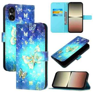 For Sony Xperia 5 V 3D Painting Horizontal Flip Leather Phone Case(Golden Butterfly)