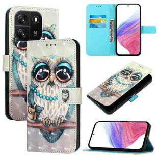 For Blackview Wave 6C 3D Painting Horizontal Flip Leather Phone Case(Grey Owl)