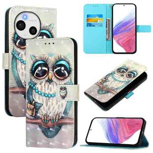 For Sharp Aquos Sense9 3D Painting Horizontal Flip Leather Phone Case(Grey Owl)