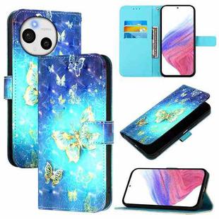 For Sharp Aquos Sense9 Plus 3D Painting Horizontal Flip Leather Phone Case(Golden Butterfly)