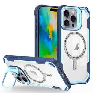 For iPhone 16 Pro Max Transparent Acrylic MagSafe Lens Holder Phone Case(Blue)