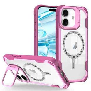 For iPhone 16 Plus Transparent Acrylic MagSafe Lens Holder Phone Case(Pink)