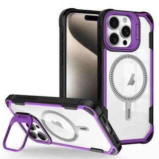 For iPhone 15 Pro Max Transparent Acrylic MagSafe Lens Holder Phone Case(Purple)