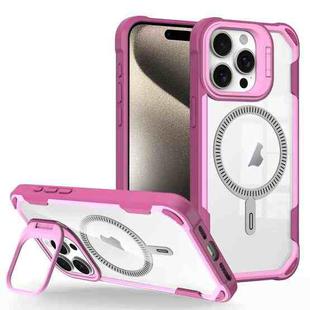 For iPhone 15 Pro Max Transparent Acrylic MagSafe Lens Holder Phone Case(Pink)