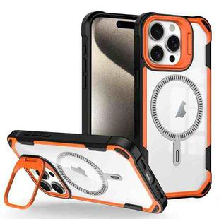 For iPhone 15 Pro Transparent Acrylic MagSafe Lens Holder Phone Case(Orange)