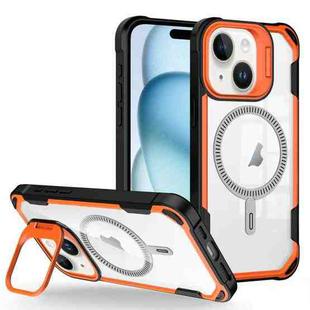 For iPhone 15 Plus Transparent Acrylic MagSafe Lens Holder Phone Case(Orange)