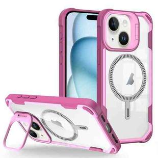 For iPhone 15 Plus Transparent Acrylic MagSafe Lens Holder Phone Case(Pink)