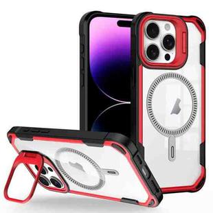 For iPhone 14 Pro Transparent Acrylic MagSafe Lens Holder Phone Case(Red)
