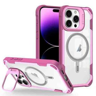 For iPhone 14 Pro Transparent Acrylic MagSafe Lens Holder Phone Case(Pink)