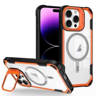 For iPhone 14 Pro Max Transparent Acrylic MagSafe Lens Holder Phone Case(Orange)