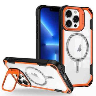 For iPhone 13 Pro Transparent Acrylic MagSafe Lens Holder Phone Case(Orange)