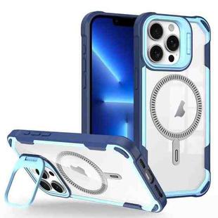 For iPhone 13 Pro Transparent Acrylic MagSafe Lens Holder Phone Case(Blue)
