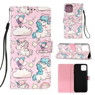 For iPhone 12 mini 3D Painting Horizontal Flip Leather Case with Holder & Card Slot & Wallet & Lanyard(Pink Pony)