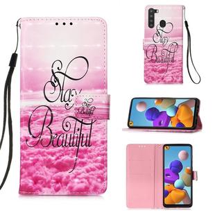 For Samsung Galaxy A21 (EU Version) 3D Painting Horizontal Flip Leather Case with Holder & Card Slot & Wallet & Lanyard(Beautiful)