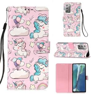 For Samsung Galaxy Note20 3D Painting Horizontal Flip Leather Case with Holder & Card Slot & Wallet & Lanyard(Pink Pony)