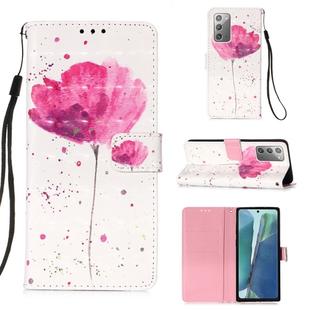 For Samsung Galaxy Note20 3D Painting Horizontal Flip Leather Case with Holder & Card Slot & Wallet & Lanyard(Flower)