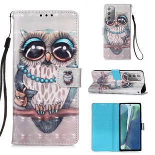 For Samsung Galaxy Note20 3D Painting Horizontal Flip Leather Case with Holder & Card Slot & Wallet & Lanyard(Owl)