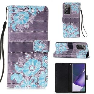 For Samsung Galaxy Note20 Ultra 3D Painting Horizontal Flip Leather Case with Holder & Card Slot & Wallet & Lanyard(Blue Flower)