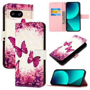 For Google Pixel 8 3D Painting Horizontal Flip Leather Phone Case(Rose Butterfly)