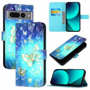 For Google Pixel 7 Pro 3D Painting Horizontal Flip Leather Phone Case(Golden Butterfly)