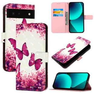For Google Pixel 6 3D Painting Horizontal Flip Leather Phone Case(Rose Butterfly)