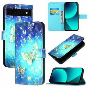 For Google Pixel 6a 3D Painting Horizontal Flip Leather Phone Case(Golden Butterfly)