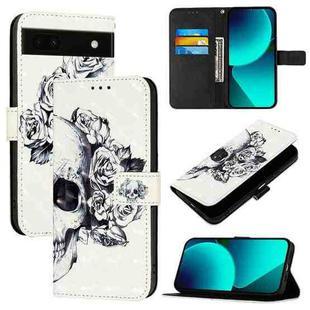 For Google Pixel 6a 3D Painting Horizontal Flip Leather Phone Case(Skull)