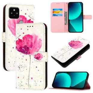 For Google Pixel 5 3D Painting Horizontal Flip Leather Phone Case(Flower)