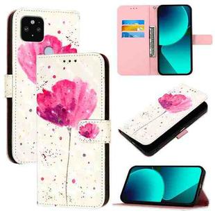 For Google Pixel 5 XL / Pixel 4a 3D Painting Horizontal Flip Leather Phone Case(Flower)