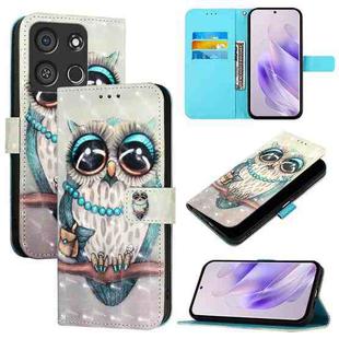 For Itel A05s 3D Painting Horizontal Flip Leather Phone Case(Grey Owl)