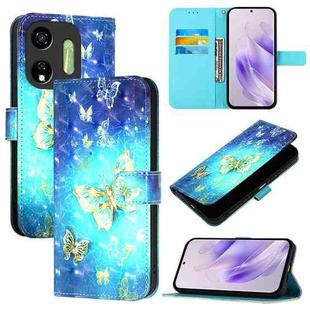 For Itel P55 5G 3D Painting Horizontal Flip Leather Phone Case(Golden Butterfly)